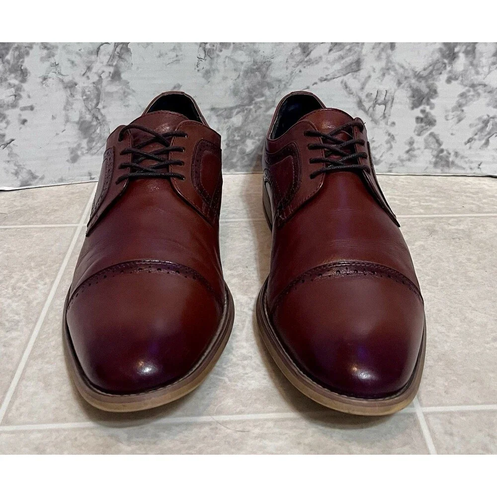 Stacy Adams Dickinson Oxford Dress Shoes Mens 11 Cognac Brown Prom Wedding Corp